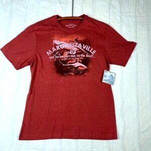 Margaritaville Fins Up Shark Graphic T-Shirt Small Red 100% Cotton